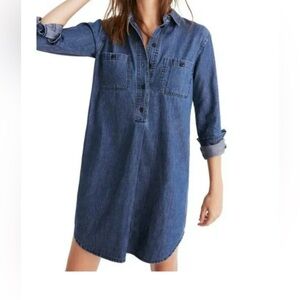 Madewell Denim Popover Shirt Dress Ian Wash Size Small Perfect Fall Dress